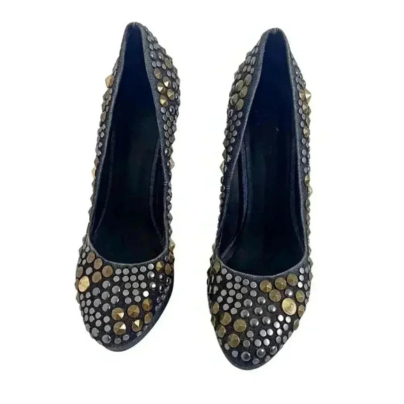 Diesel Kristaly Indigo Heels Denim Studded Stilettos Heels Pumps Size 8.5 US - Picture 2 of 11